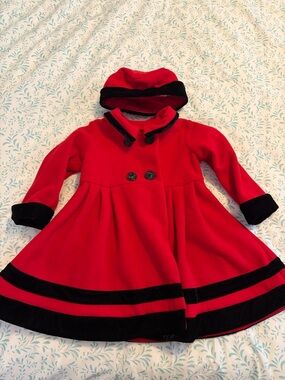 Good Lad Red and Black Hooded Girls Coat